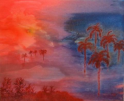 C.K.Aldrey. Sunset in the cuban land. MixM.Canvas.